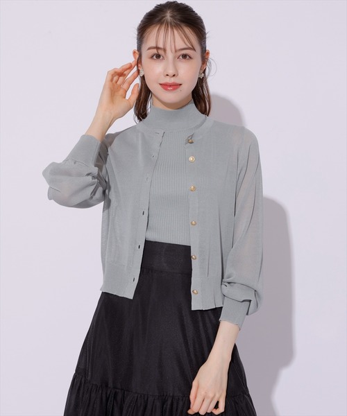 シアーカーディガン×ノースリーブニットアンサンブル