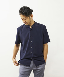 MEN'S MELROSE | ポリエステルヘアライン半袖バンドカラーシャツ(シャツ/ブラウス)