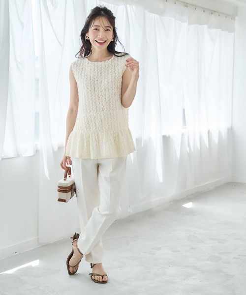 coca(coca)(コカ)の「【WEB限定セール】ふんわり総レースノースリーブトップス(シャツ/ブラウス・レディース・アイボリー/ブラック・L/M)」の9枚目の写真