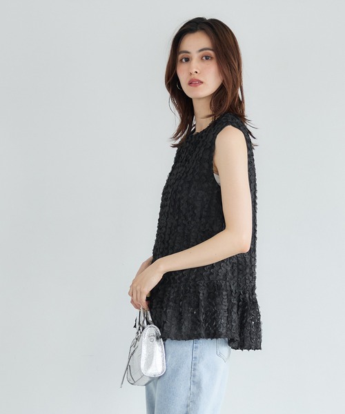coca(coca)(コカ)の「【WEB限定セール】ふんわり総レースノースリーブトップス(シャツ/ブラウス・レディース・アイボリー/ブラック・L/M)」の13枚目の写真