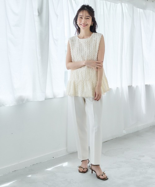 coca(coca)(コカ)の「【WEB限定セール】ふんわり総レースノースリーブトップス(シャツ/ブラウス・レディース・アイボリー/ブラック・L/M)」の11枚目の写真