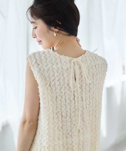 coca(coca)(コカ)の「【WEB限定セール】ふんわり総レースノースリーブトップス(シャツ/ブラウス・レディース・アイボリー/ブラック・L/M)」の10枚目の写真