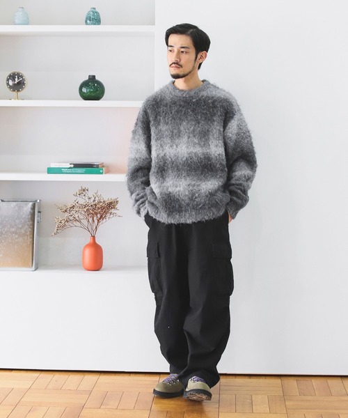 B:MING by BEAMS（ビーミングバイビームス）の「3ゲージ グラデーション ニット（ニット/セーター・メンズ・オリーブ/グレー/ネイビー・LARGE/MEDIUM/SMALL/X-LARGE）」の5枚目の写真