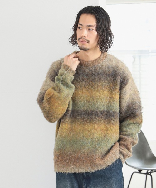 B:MING by BEAMS（ビーミングバイビームス）の「3ゲージ グラデーション ニット（ニット/セーター・メンズ・オリーブ/グレー/ネイビー・LARGE/MEDIUM/SMALL/X-LARGE）」の12枚目の写真