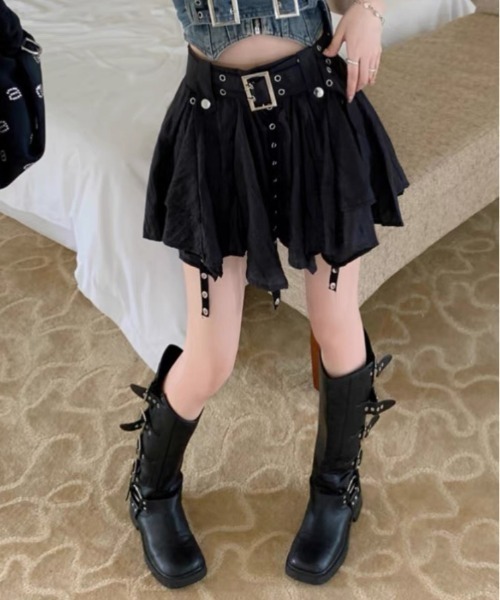 .KOM(ドットコム)の「『.KOM/ドットケーオーエム』ハトメデザインスカート【Y】【CN】(スカート・レディース・ブラック・M)」の6枚目の写真