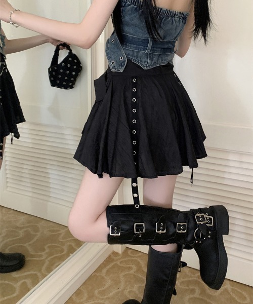 .KOM(ドットコム)の「『.KOM/ドットケーオーエム』ハトメデザインスカート【Y】【CN】(スカート・レディース・ブラック・M)」の8枚目の写真