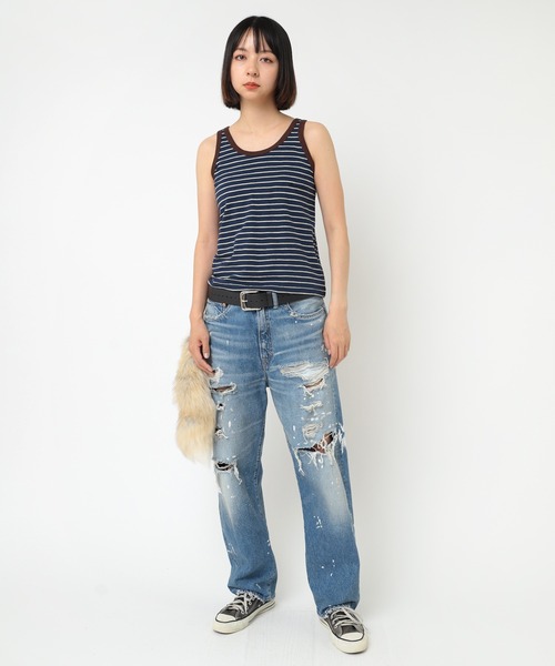 RNA(アールエヌエー)の「M2308 ネップボーダーショートタンク(Tシャツ/カットソー・レディース・ブラウン/ブルー系その他/ネイビー・MEDIUM)」の15枚目の写真
