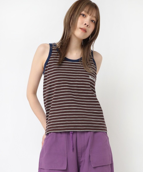 RNA(アールエヌエー)の「M2308 ネップボーダーショートタンク(Tシャツ/カットソー・レディース・ブラウン/ブルー系その他/ネイビー・MEDIUM)」の7枚目の写真