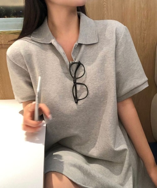 BEIDELLI（ベイデリー）の「[BELLIDE MADE] ルーズフィットフレアポロカラーミニワンピース（ワンピース・レディース・ホワイト/グレー/ブラック・FREE）」の18枚目の写真