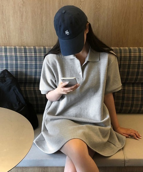 BEIDELLI（ベイデリー）の「[BELLIDE MADE] ルーズフィットフレアポロカラーミニワンピース（ワンピース・レディース・ホワイト/グレー/ブラック・FREE）」の14枚目の写真