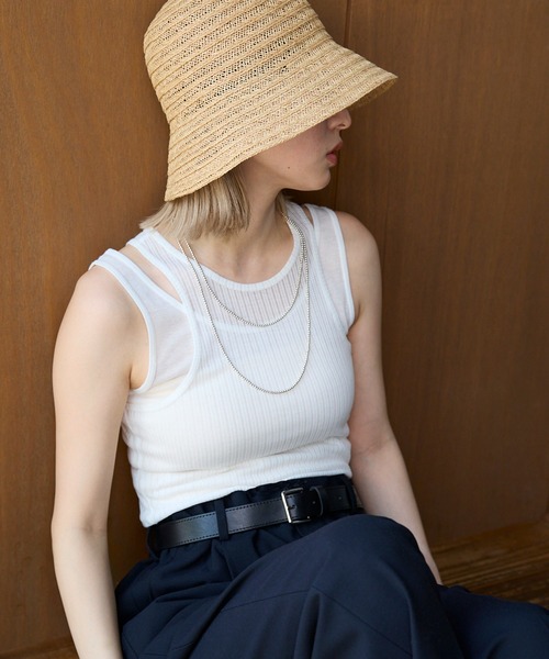 meilmada（メイルマダ）の「シアーリブテレコタンクトップセット（タンクトップ・レディース・ベージュ/オフホワイト/チャコールグレー・MEDIUM）」の2枚目の写真