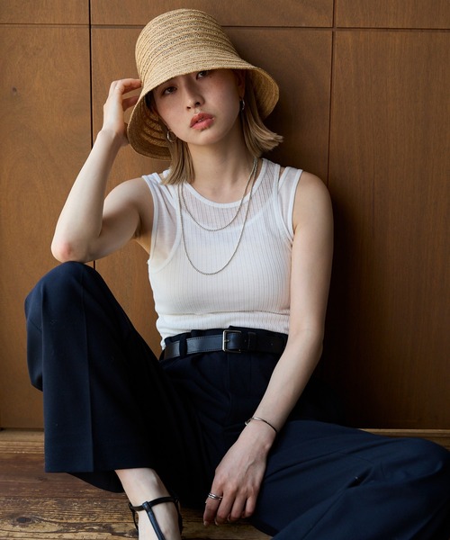 meilmada（メイルマダ）の「シアーリブテレコタンクトップセット（タンクトップ・レディース・ベージュ/オフホワイト/チャコールグレー・MEDIUM）」の4枚目の写真