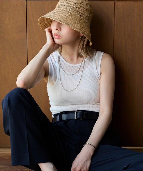 meilmada（メイルマダ）の「シアーリブテレコタンクトップセット（タンクトップ・レディース・ベージュ/オフホワイト/チャコールグレー・MEDIUM）」の5枚目の写真