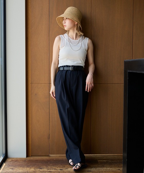 meilmada（メイルマダ）の「シアーリブテレコタンクトップセット（タンクトップ・レディース・ベージュ/オフホワイト/チャコールグレー・MEDIUM）」の9枚目の写真