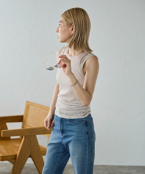 meilmada（メイルマダ）の「シアーリブテレコタンクトップセット（タンクトップ・レディース・ベージュ/オフホワイト/チャコールグレー・MEDIUM）」の13枚目の写真