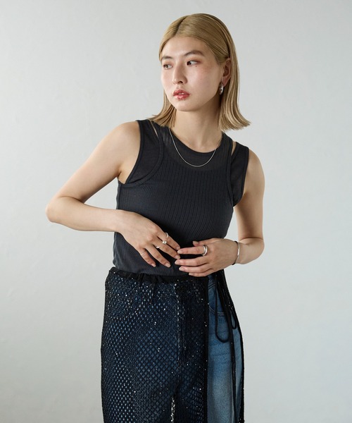 meilmada（メイルマダ）の「シアーリブテレコタンクトップセット（タンクトップ・レディース・ベージュ/オフホワイト/チャコールグレー・MEDIUM）」の17枚目の写真