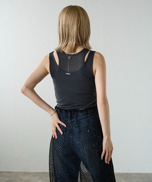 meilmada（メイルマダ）の「シアーリブテレコタンクトップセット（タンクトップ・レディース・ベージュ/オフホワイト/チャコールグレー・MEDIUM）」の19枚目の写真