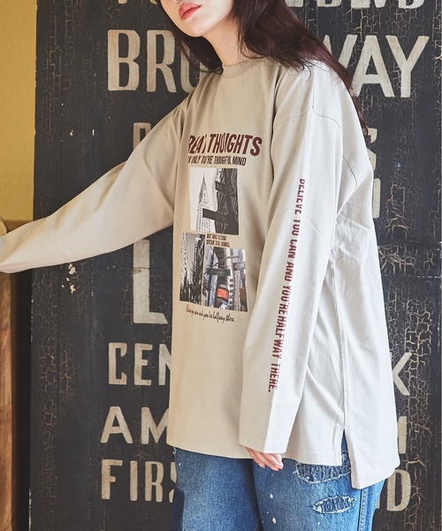 CUBE SUGAR（キューブシュガー）の「26/-天竺フォトプリントロンT（Tシャツ/カットソー・レディース・マルチ/ホワイト/パープル/グレイッシュベージュ/ブラック・M）」の4枚目の写真