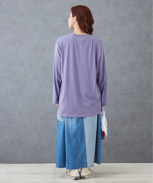 CUBE SUGAR（キューブシュガー）の「26/-天竺フォトプリントロンT（Tシャツ/カットソー・レディース・マルチ/ホワイト/パープル/グレイッシュベージュ/ブラック・M）」の15枚目の写真