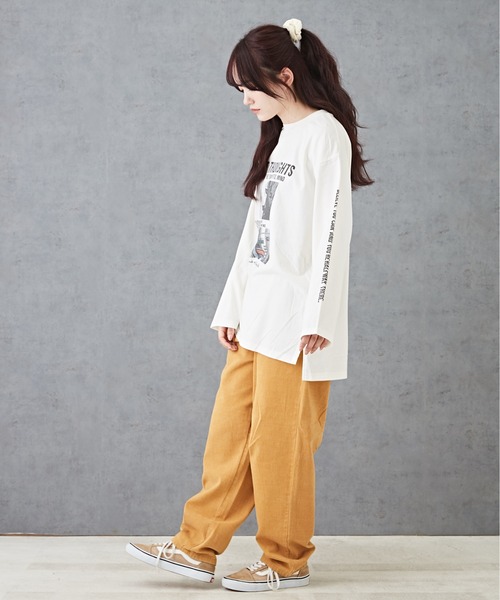 CUBE SUGAR（キューブシュガー）の「26/-天竺フォトプリントロンT（Tシャツ/カットソー・レディース・マルチ/ホワイト/パープル/グレイッシュベージュ/ブラック・M）」の9枚目の写真