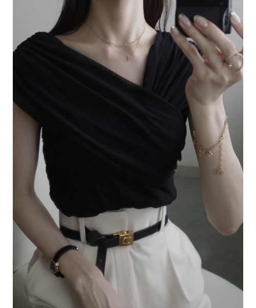 amel（エイメル）の「アシンメトリークロスチュールトップス（シャツ/ブラウス・レディース・ブラック・FREE）」の19枚目の写真