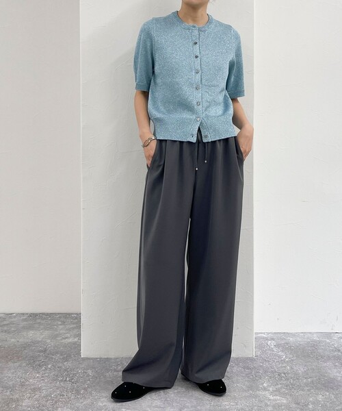 fredy emue（フレディエミュ）の「ラメリリヤーンハート釦半袖カーディガン（ニット/セーター・レディース・グレー/サックスブルー/ゴールド・38）」の10枚目の写真