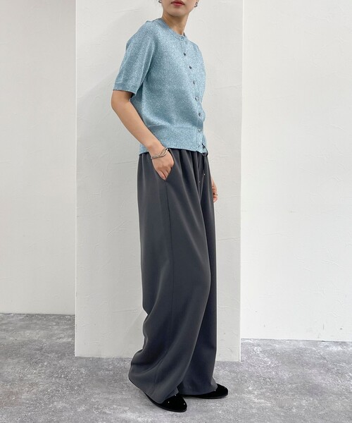 fredy emue（フレディエミュ）の「ラメリリヤーンハート釦半袖カーディガン（ニット/セーター・レディース・グレー/サックスブルー/ゴールド・38）」の13枚目の写真