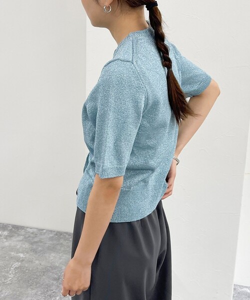 fredy emue（フレディエミュ）の「ラメリリヤーンハート釦半袖カーディガン（ニット/セーター・レディース・グレー/サックスブルー/ゴールド・38）」の20枚目の写真