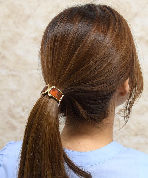 ブラウンサテンラッフルヘアアクセサリー リトルムーン シュシュ［大人カラー サテン 上品 しっかり