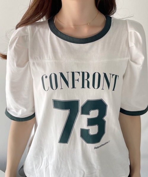 セール】ナンバー ロゴ プリント パワショル リンガー Tシャツ