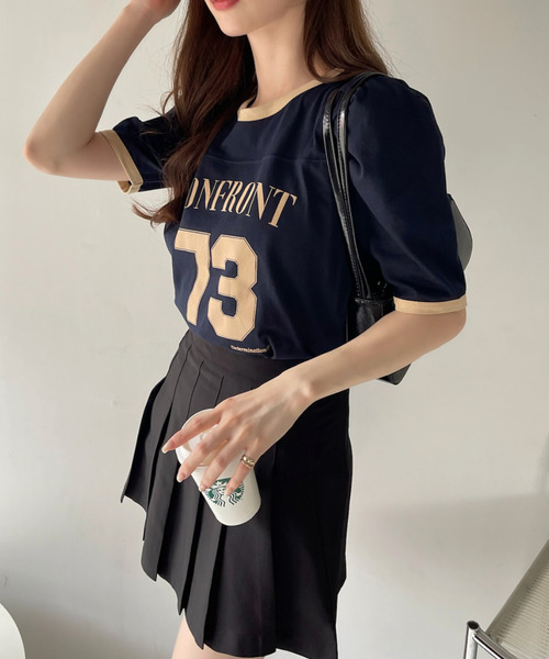 Ada.(エイダ)の「ナンバー ロゴ プリント パワショル リンガー Tシャツ(Tシャツ/カットソー・レディース・オフホワイト/カーキ/ネイビー/ブラック・FREE)」の22枚目の写真