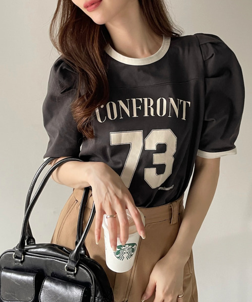 Ada.(エイダ)の「ナンバー ロゴ プリント パワショル リンガー Tシャツ(Tシャツ/カットソー・レディース・オフホワイト/カーキ/ネイビー/ブラック・FREE)」の11枚目の写真