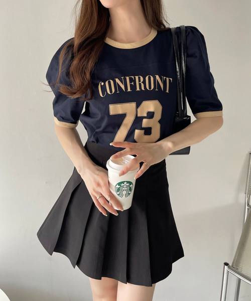 Ada.(エイダ)の「ナンバー ロゴ プリント パワショル リンガー Tシャツ(Tシャツ/カットソー・レディース・オフホワイト/カーキ/ネイビー/ブラック・FREE)」の21枚目の写真