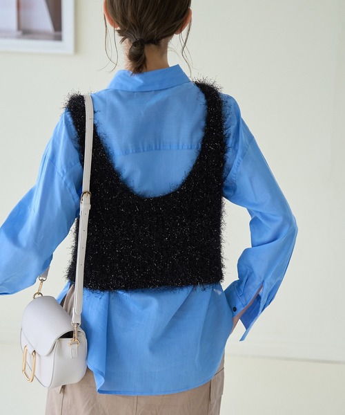 ROPE' PICNIC（ロペピクニック）の「ラメフェザージレ/2WAY・リンクコーデ（ベスト・レディース・ベージュ/ブラック・38）」の7枚目の写真