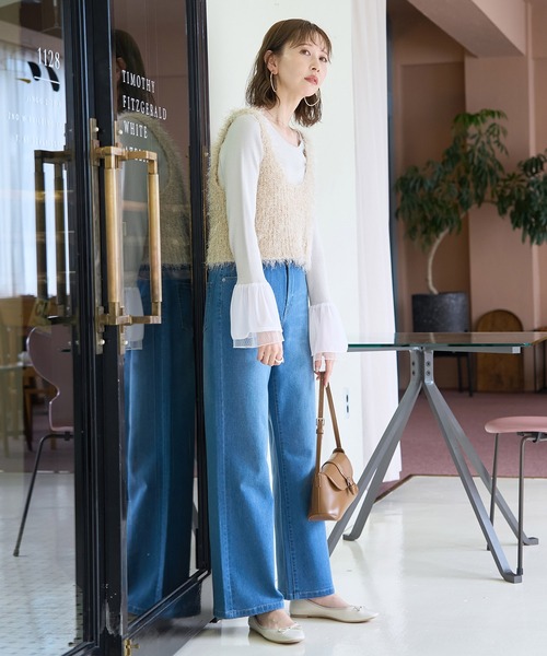 ROPE' PICNIC（ロペピクニック）の「ラメフェザージレ/2WAY・リンクコーデ（ベスト・レディース・ベージュ/ブラック・38）」の8枚目の写真