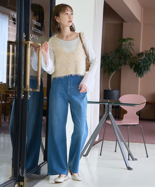 ROPE' PICNIC（ロペピクニック）の「ラメフェザージレ/2WAY・リンクコーデ（ベスト・レディース・ベージュ/ブラック・38）」の9枚目の写真