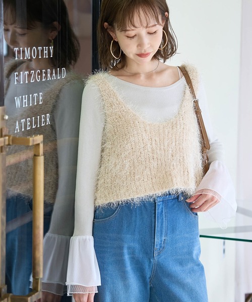 ROPE' PICNIC（ロペピクニック）の「ラメフェザージレ/2WAY・リンクコーデ（ベスト・レディース・ベージュ/ブラック・38）」の10枚目の写真