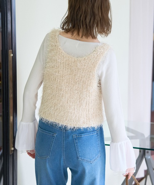 ROPE' PICNIC（ロペピクニック）の「ラメフェザージレ/2WAY・リンクコーデ（ベスト・レディース・ベージュ/ブラック・38）」の14枚目の写真