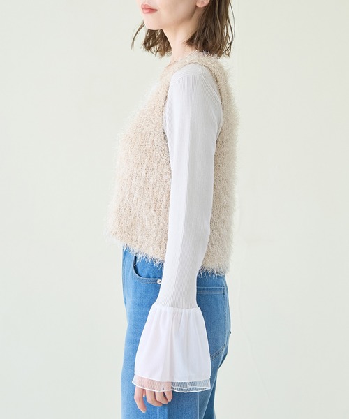 ROPE' PICNIC（ロペピクニック）の「ラメフェザージレ/2WAY・リンクコーデ（ベスト・レディース・ベージュ/ブラック・38）」の16枚目の写真