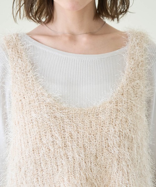 ROPE' PICNIC（ロペピクニック）の「ラメフェザージレ/2WAY・リンクコーデ（ベスト・レディース・ベージュ/ブラック・38）」の18枚目の写真