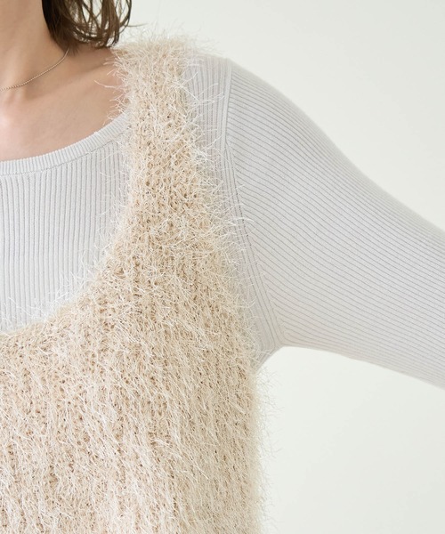 ROPE' PICNIC（ロペピクニック）の「ラメフェザージレ/2WAY・リンクコーデ（ベスト・レディース・ベージュ/ブラック・38）」の19枚目の写真