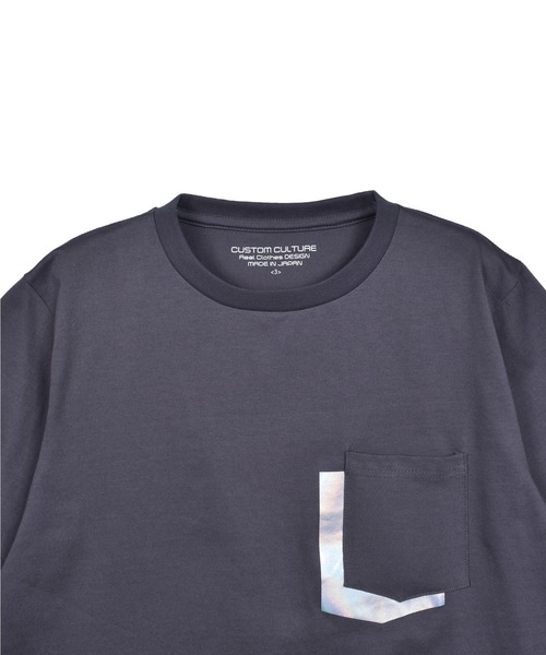 CUSTOM CULTURE（カスタムカルチャー）の「【Custom Culture】箔プリントショートスリーブ ポケットTシャツ / ポケT（Tシャツ/カットソー・メンズ・モカ/ブラック/ライトベージュ/チャコールグレー/オフホワイト・2/3/4）」の6枚目の写真