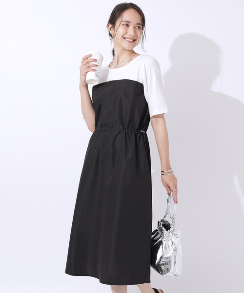 SHOO・LA・RUE(シューラルー)の「◆【洗える】一枚でコーデが決まる ビスチェドッキングワンピース(ワンピース・レディース・チャコール/ブラック系4・02/03/04)」の2枚目の写真