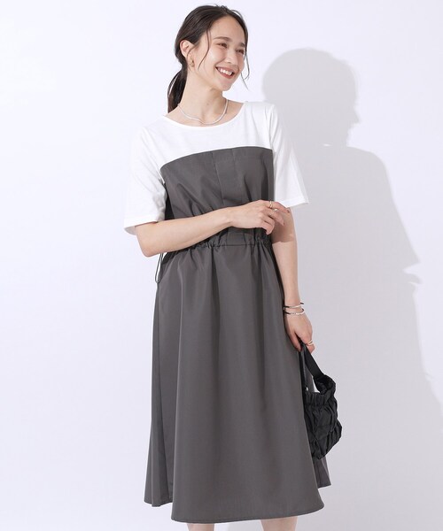 SHOO・LA・RUE(シューラルー)の「◆【洗える】一枚でコーデが決まる ビスチェドッキングワンピース(ワンピース・レディース・チャコール/ブラック系4・02/03/04)」の1枚目の写真