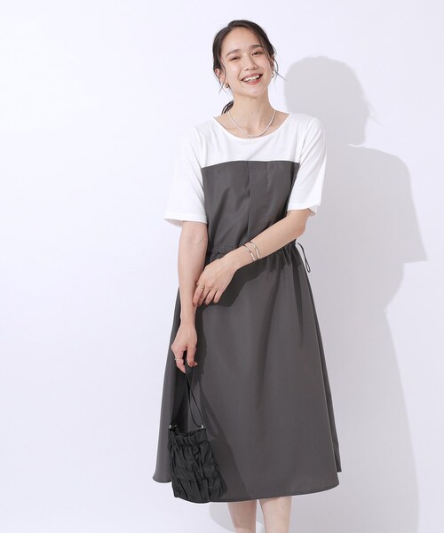 SHOO・LA・RUE(シューラルー)の「◆【洗える】一枚でコーデが決まる ビスチェドッキングワンピース(ワンピース・レディース・チャコール/ブラック系4・02/03/04)」の7枚目の写真