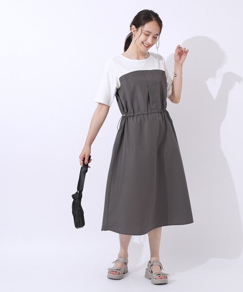 SHOO・LA・RUE(シューラルー)の「◆【洗える】一枚でコーデが決まる ビスチェドッキングワンピース(ワンピース・レディース・チャコール/ブラック系4・02/03/04)」の9枚目の写真