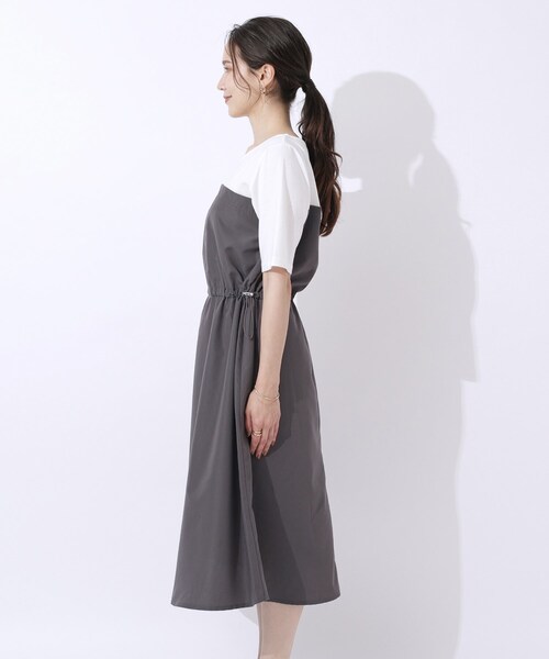 SHOO・LA・RUE(シューラルー)の「◆【洗える】一枚でコーデが決まる ビスチェドッキングワンピース(ワンピース・レディース・チャコール/ブラック系4・02/03/04)」の12枚目の写真