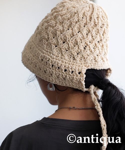antiqua(アンティカ)の「クロシェハット(ニットキャップ/ビーニー・レディース・ブラック/ベージュ・FREE)」の11枚目の写真