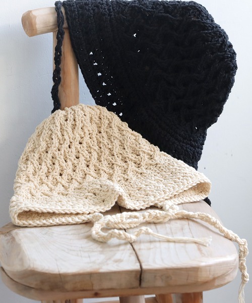 antiqua(アンティカ)の「クロシェハット(ニットキャップ/ビーニー・レディース・ブラック/ベージュ・FREE)」の14枚目の写真