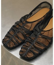 Sheer Gather Flatshoes 37 BLACK 新品未使用 TODAYFUL（トゥデイフル）の「Sheer Gather Flatshoes（サンダル